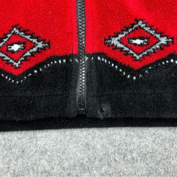 VGT Northern Lifestyles Jacket Mens Medium Red Black Fleece Full Zip Wolf - Picture 8 of 14